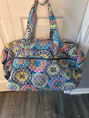 Vera Bradley Multicolor Quilted Travel Tote - Turquoise, Pink & Yellow